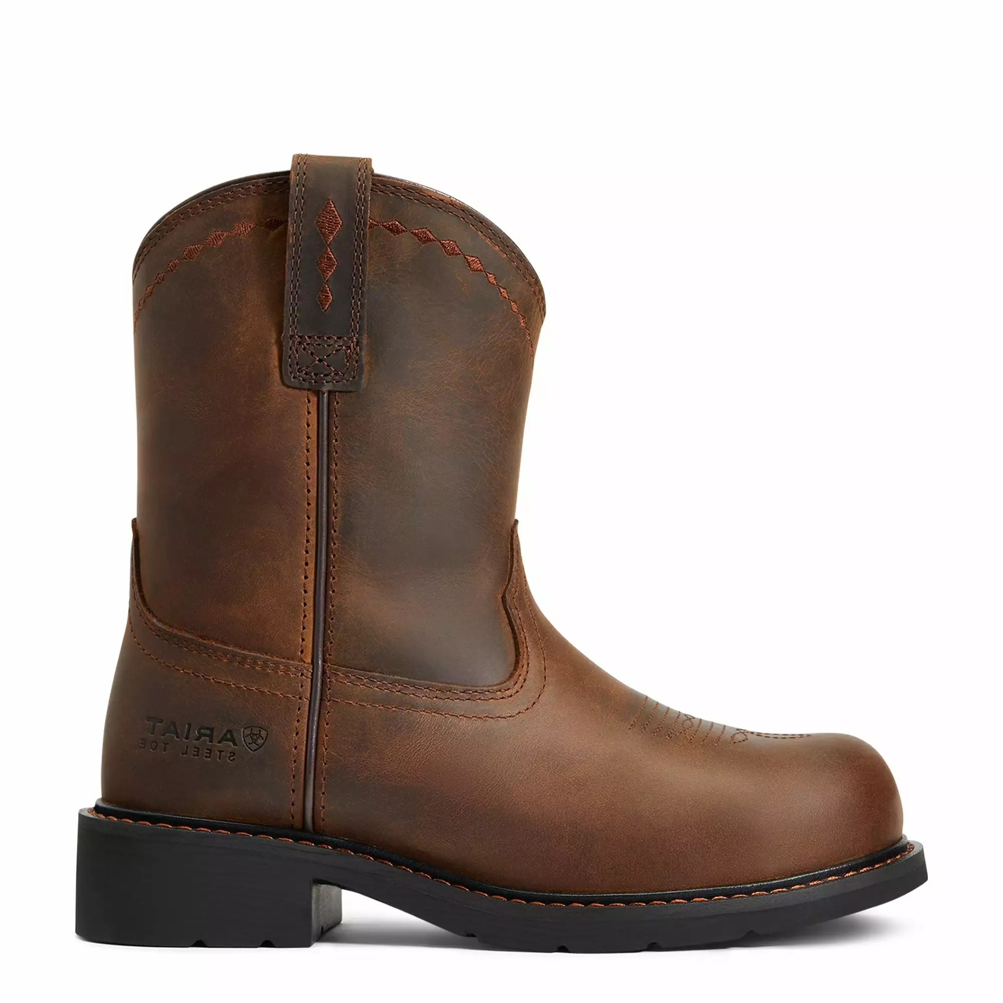 Ariat Ladies Fatbaby® Distressed Brown Pull On Steel Toe Work Boots 10040431 - Image 3