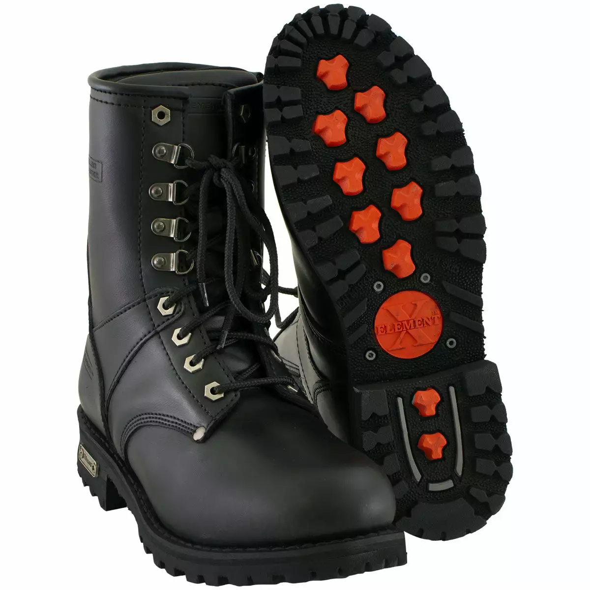 Xelement 1446 Men's 'Vigilant' Black Leather Logger Boots With Inside Zipper