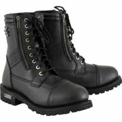 Xelement 1506 Men's 'Impact' Black Leather Lace-Up Motorcycle Biker Boots