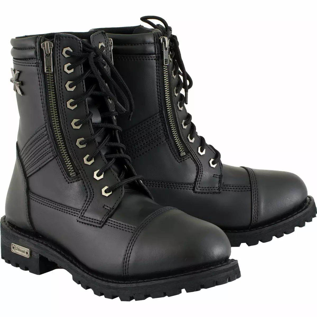 Xelement 1506 Men's 'Impact' Black Leather Lace-Up Motorcycle Biker Boots