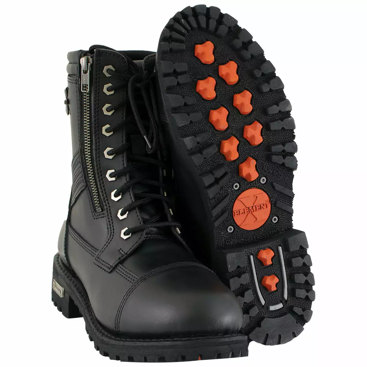 Xelement 1506 Men's 'Impact' Black Leather Lace-Up Motorcycle Biker Boots - Image 2