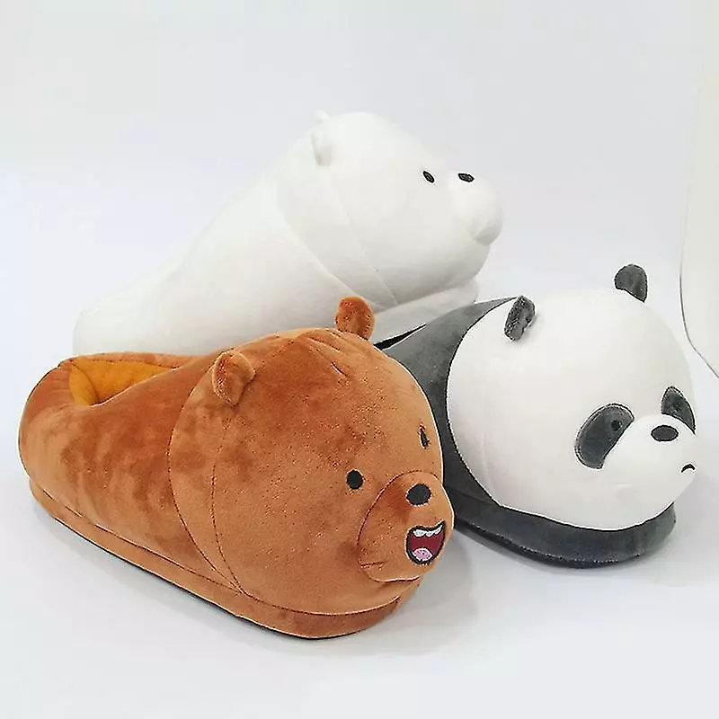 Plush Slippers Toys Cute Bear Warm Winter Adult Shoes Household Black - Image 3
