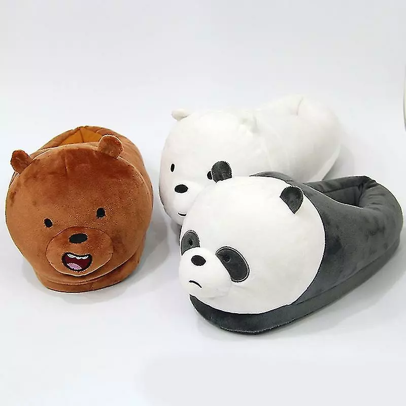 Plush Slippers Toys Cute Bear Warm Winter Adult Shoes Household Black - Image 4