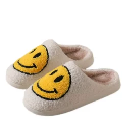 Smile Face Slippers Warm Cozy Foam Slide Fuzzy Slides With Soft Memory Foam Comfort Cotton Slip On Warm Slipper5.5-6
