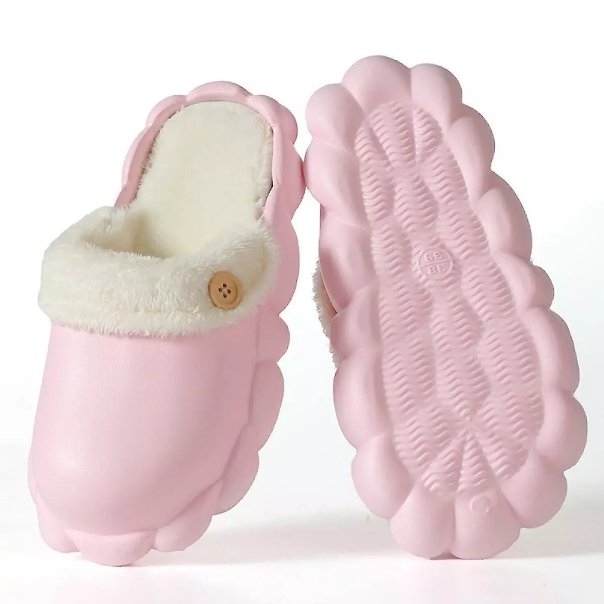 Waterproof Slippers Women Fur Lined Clogs Winter Garden Shoes Warm House Slippers Indoor Outdoor6.5-7