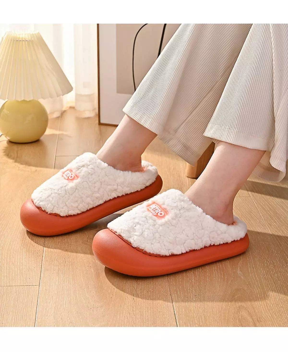 Slippers Women Men Fur Lined Winter Garden Shoes Warm House Slippers Indoor Outdoor7.5-8 - Image 3
