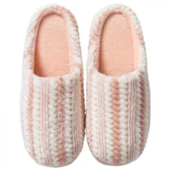 Womens Warm Fuzzy House Slippers Indoor Slip On Bedroom Shoes With Memory Foam Insole Non Skid Rubber Solessize:7.5-8