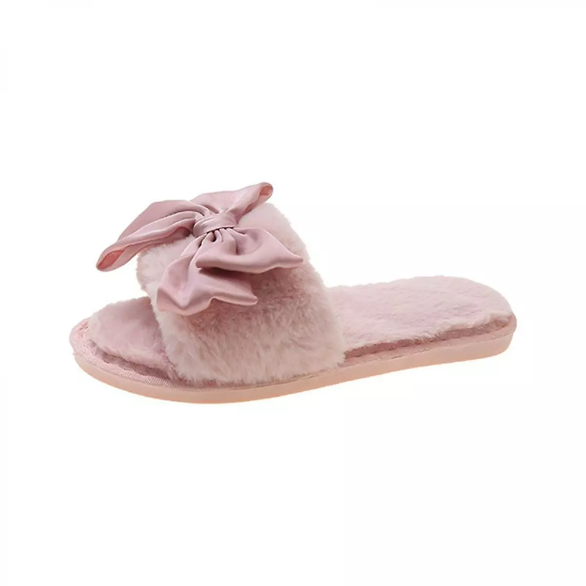 Cute Bow-knot Cotton Slippers For Women,cotton Warm Faux Fur Slipper,fashion Winter Home Plush Slippers8-8.5