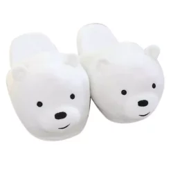 Plush Slippers Toys Cute Bear Warm Winter Adult Shoes Household White
