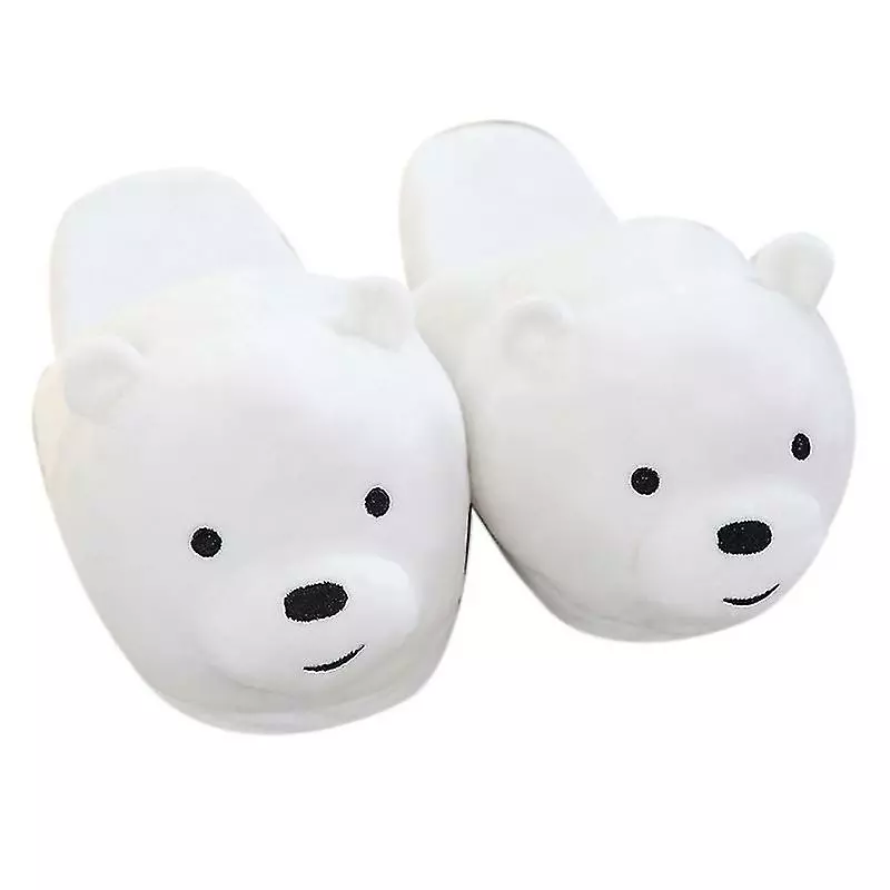 Plush Slippers Toys Cute Bear Warm Winter Adult Shoes Household White