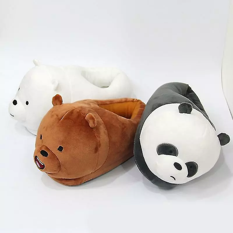 Plush Slippers Toys Cute Bear Warm Winter Adult Shoes Household White - Image 2