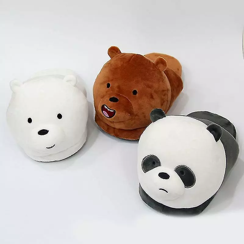 Plush Slippers Toys Cute Bear Warm Winter Adult Shoes Household White - Image 3