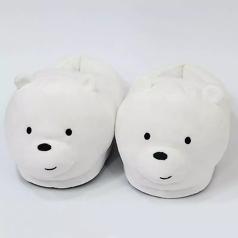 Plush Slippers Toys Cute Bear Warm Winter Adult Shoes Household White - Image 5