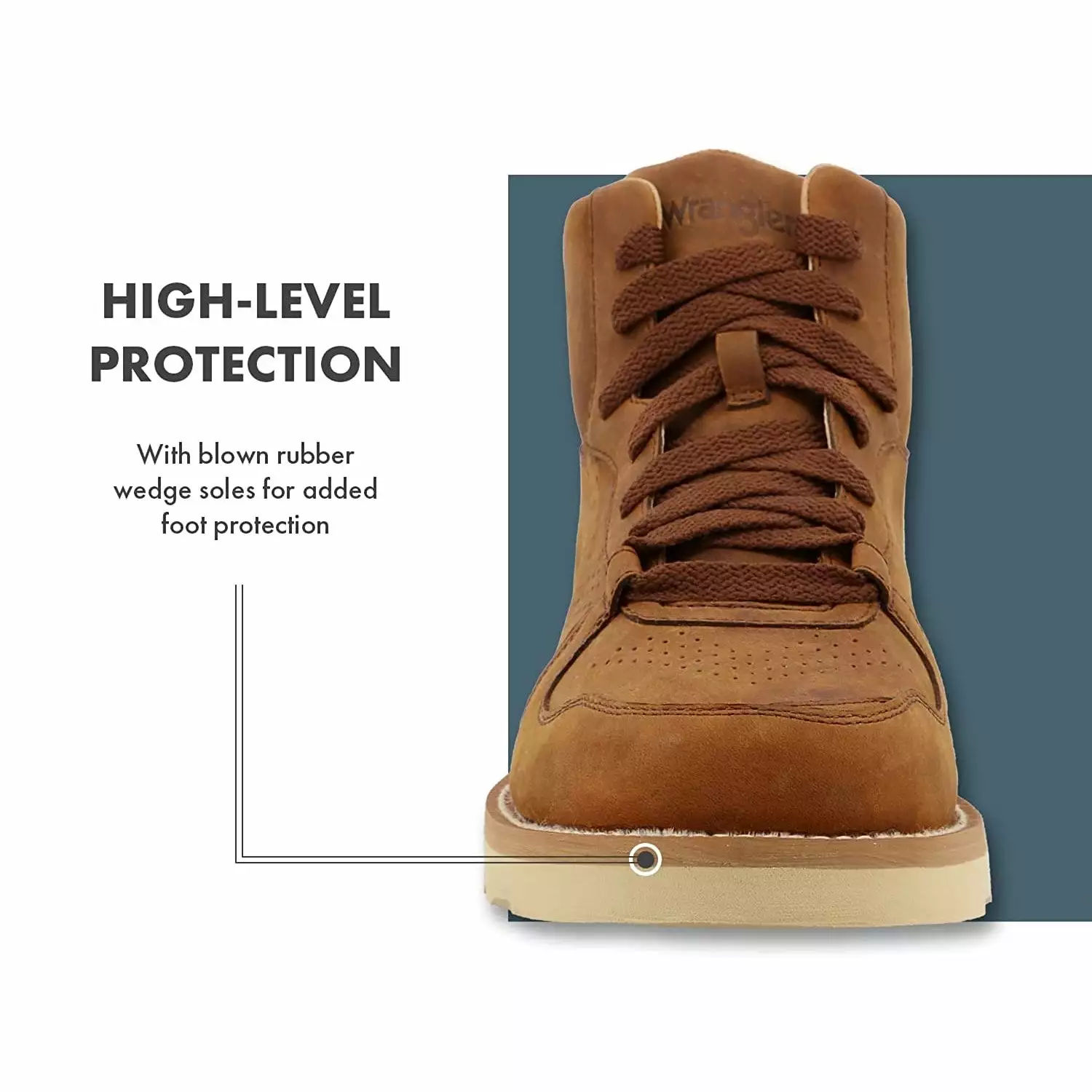 Wrangler Men's 6" Lace-Up Rugged Brown Wedge Work Boots KMQ0004 - Image 2