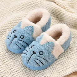 Women/kids Family Cute Cat Warm House Slippers Booties