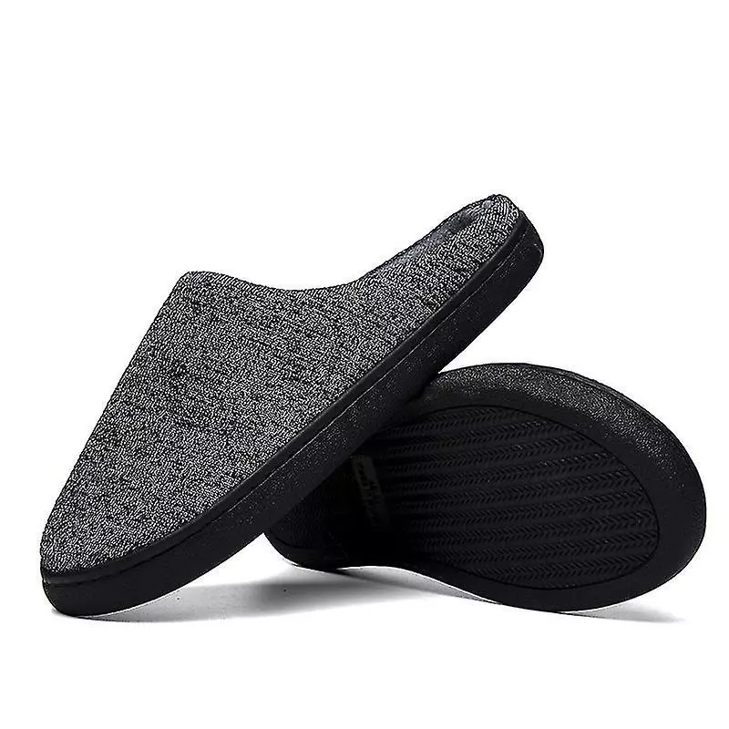 Men's Warm Knit Memory Foam Slippers Soft Yarn Slippers With Anti Slip Sole