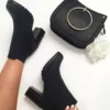 Black PU Heeled Ankle Boots - Kiara