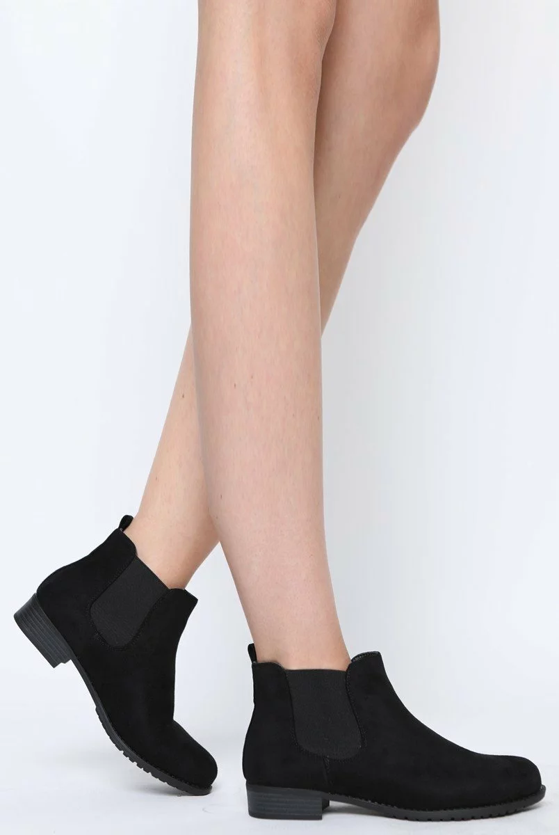 Black Suede Low Ankle Chelsea Boots - Hope - Image 2