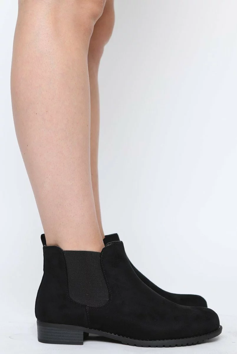 Black Suede Low Ankle Chelsea Boots - Hope - Image 3