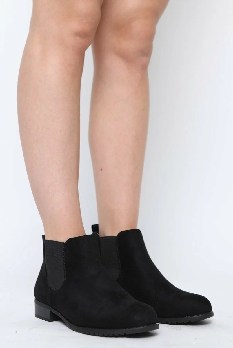 Black Suede Low Ankle Chelsea Boots - Hope - Image 5