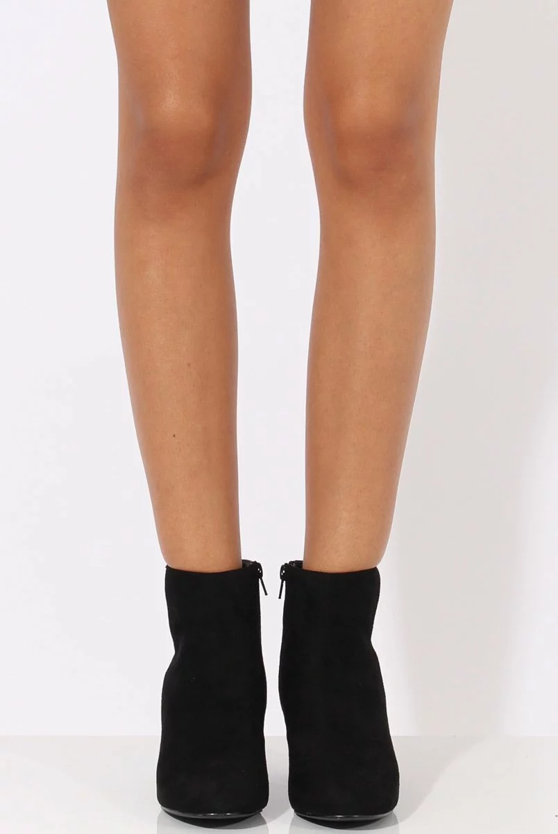 Black Suede Metal Heel Detail Ankle Boots - Claudia - Image 3