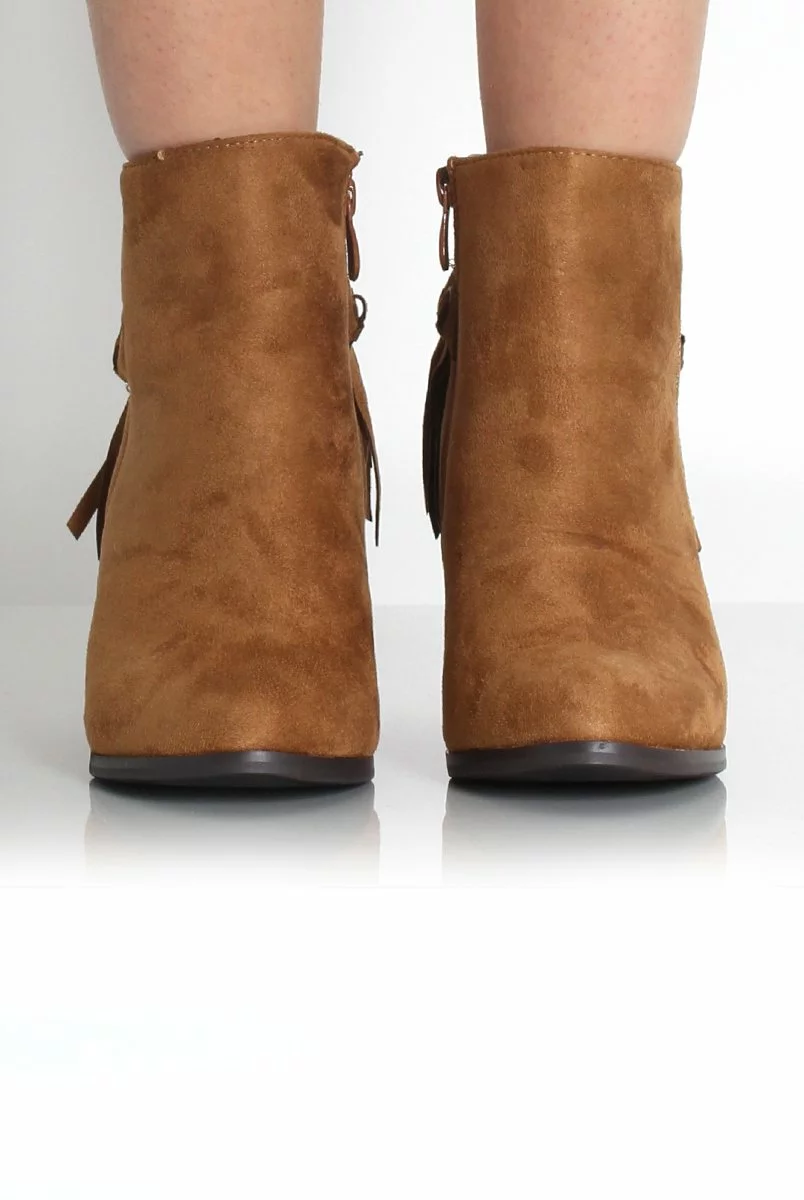 Brandy Tan Suede Tassel Ankle Boots - Image 3
