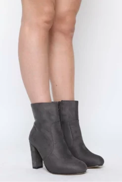 Grey Suede High Ankle Heeled Boots - Dondi