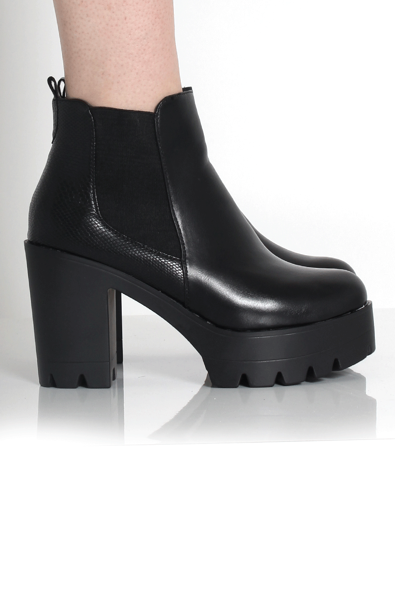 Lupe Black Snake Platform Ankle Boots - Image 3