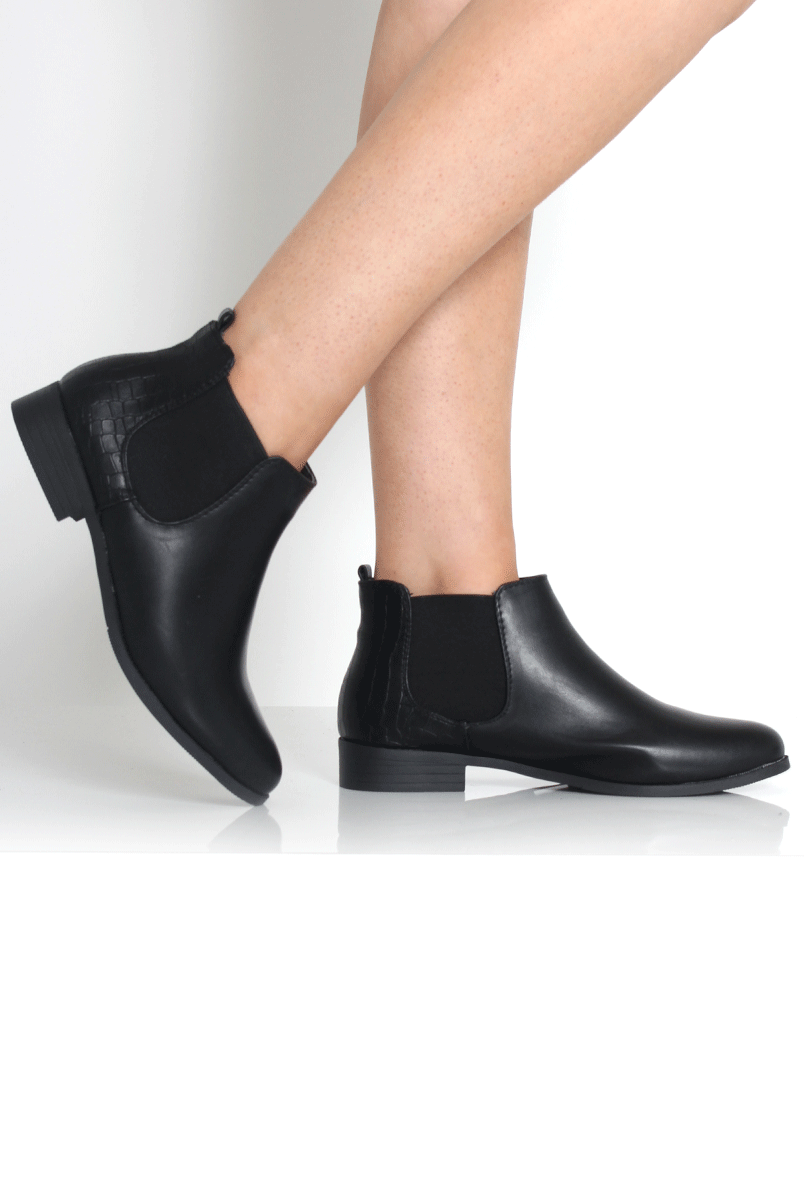 Mila Black PU Ankle Boots
