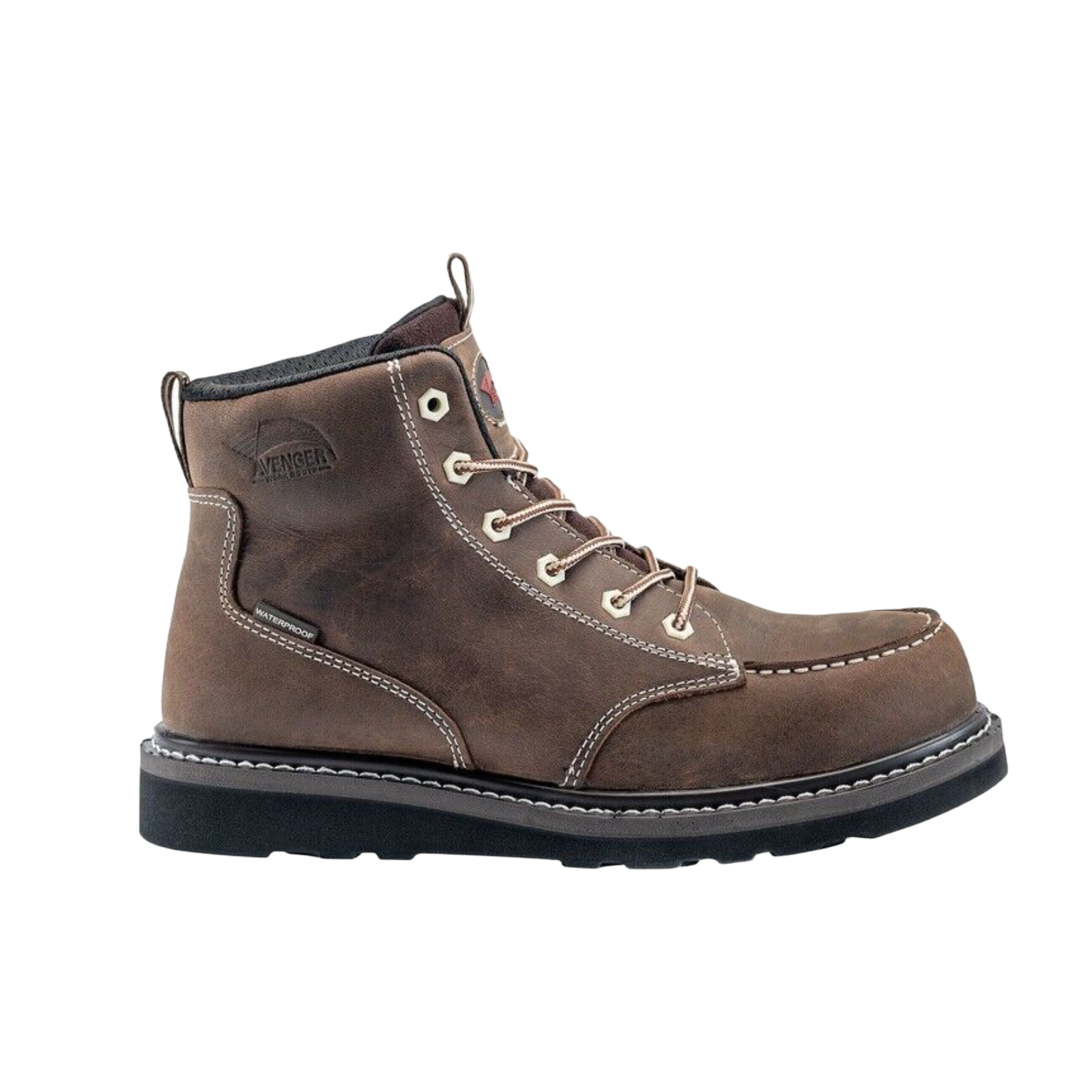 Avenger® Men's Wedge Lace Up Mid Brown Work Boots A7607-M - Image 2
