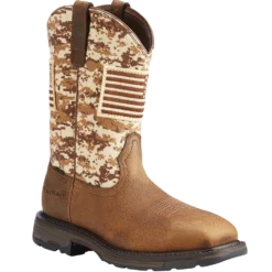 Ariat Men's Brown Workhog Patriot Square Steel Toe Work Boots 10022968