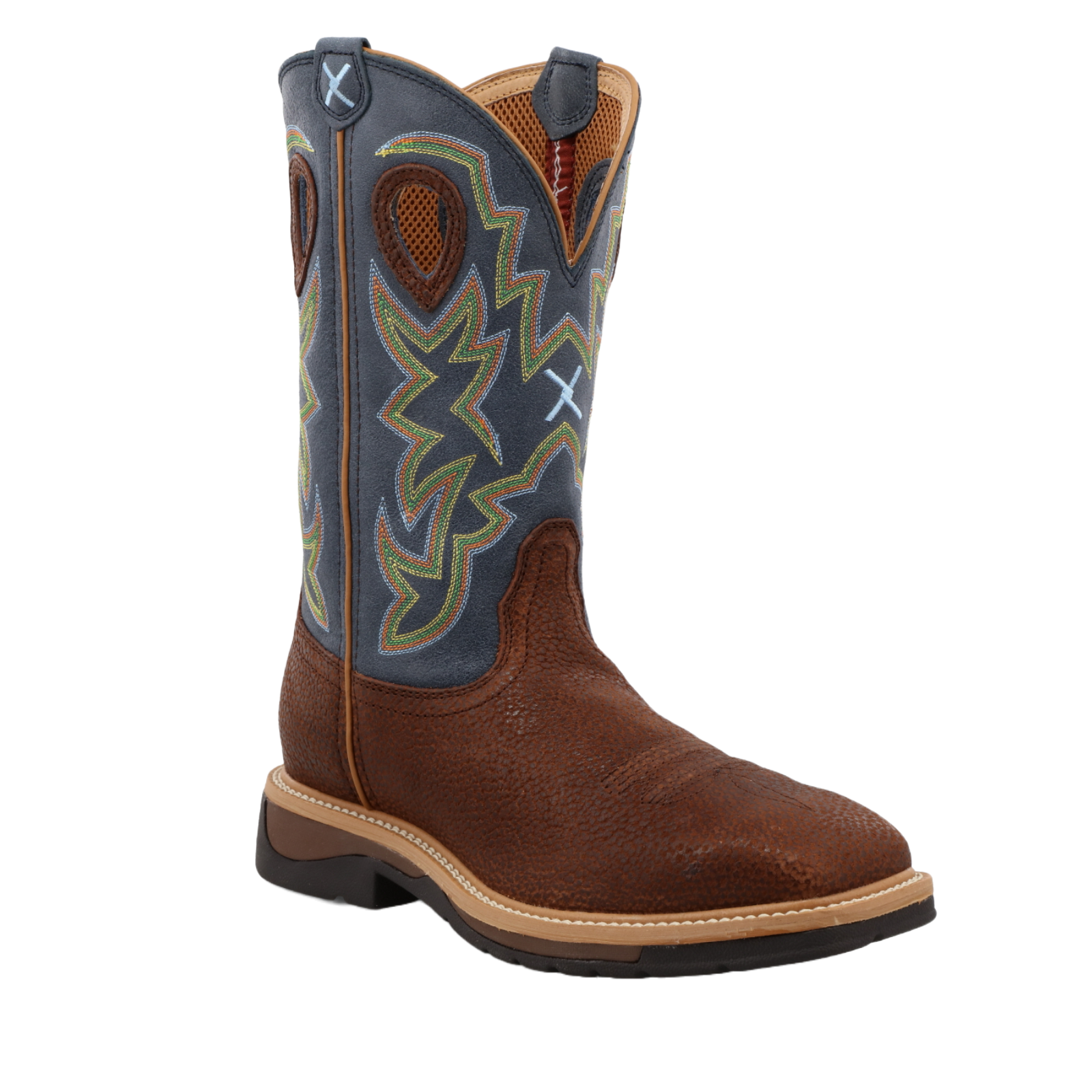 Twisted X® Men's Peanut Distressed & Navy Western Work Boots MLCW016