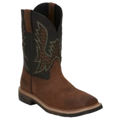 Justin Work Men's Bolt Water Buffalo Black & Brown Boots SE4113