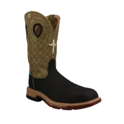 Twisted X® Men's 12" Western Charcoal & Kiwi Nano Toe Work Boots MXBNW06