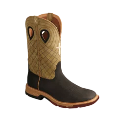 Twisted X® Men's 12" Western Charcoal & Kiwi Square Toe Work Boots MXBW007