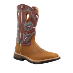 Twisted X Men's 12" Waterproof Tan & Burgundy Work Boots MXBW005