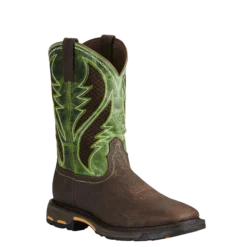 Ariat® Men's WorkHog Wide Square Toe Brown & Green Work Boots 10020083