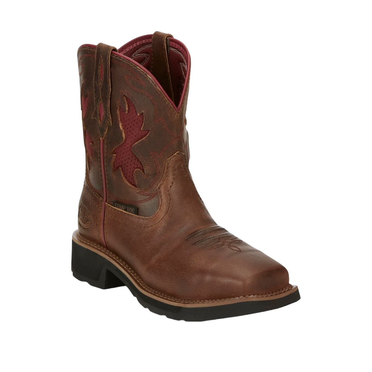 Justin Ladies Lathey Brown Nano Composite Square Toe Work Boots GY9962