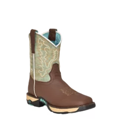 Corral Boots Corral Ladies Farm & Ranch Mint & Brown Square Toe Work Boots W5002