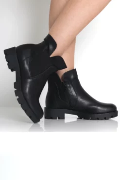 Nadia Black PU Side Zip Ankle Boots