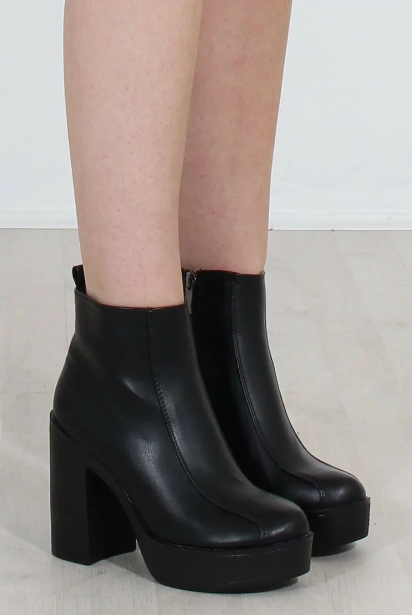 Rheta Black PU Platform Ankle Boots - Image 3