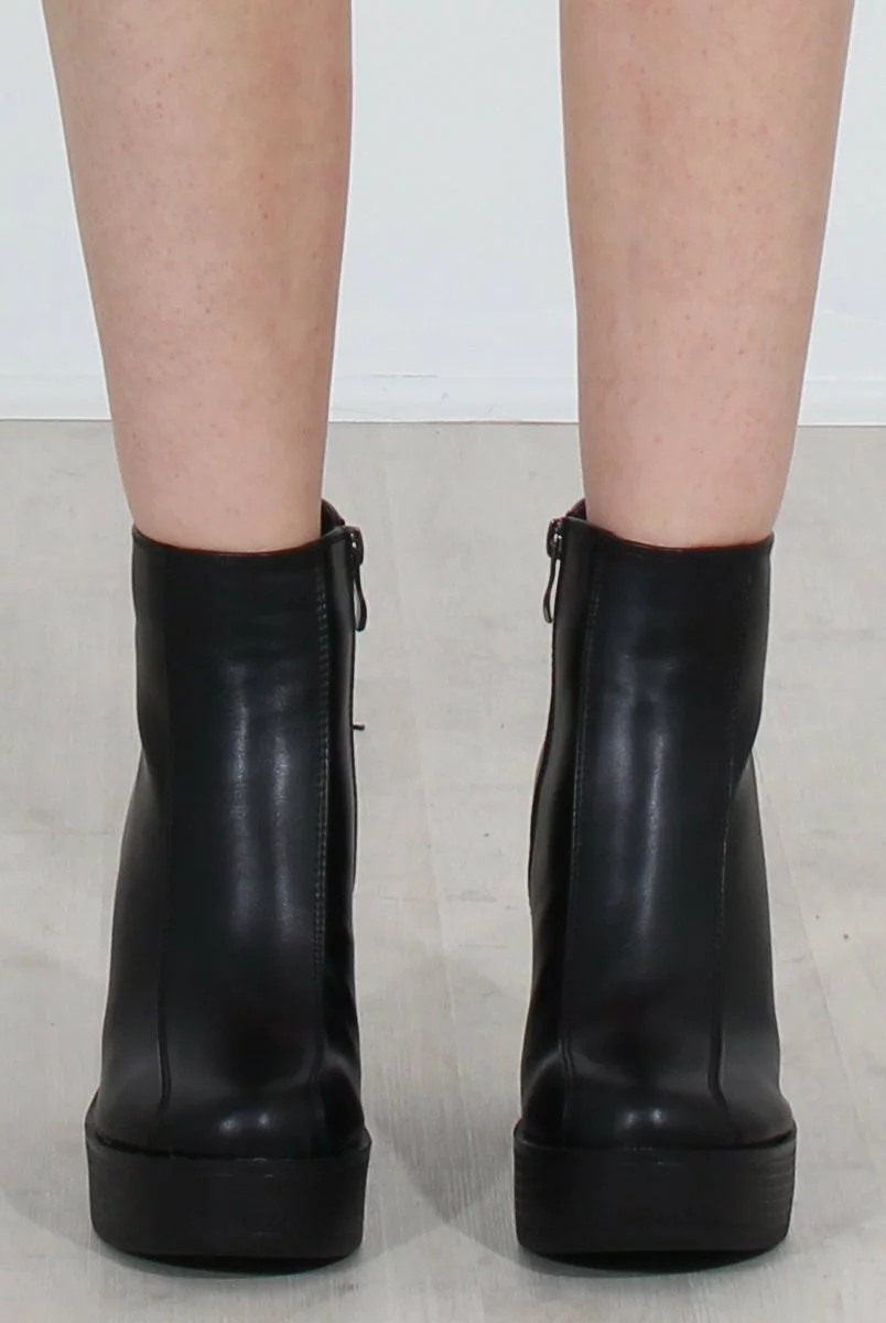 Rheta Black PU Platform Ankle Boots - Image 4