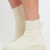 Cream Ankle High Chunky Sole Sock Boots - Bana