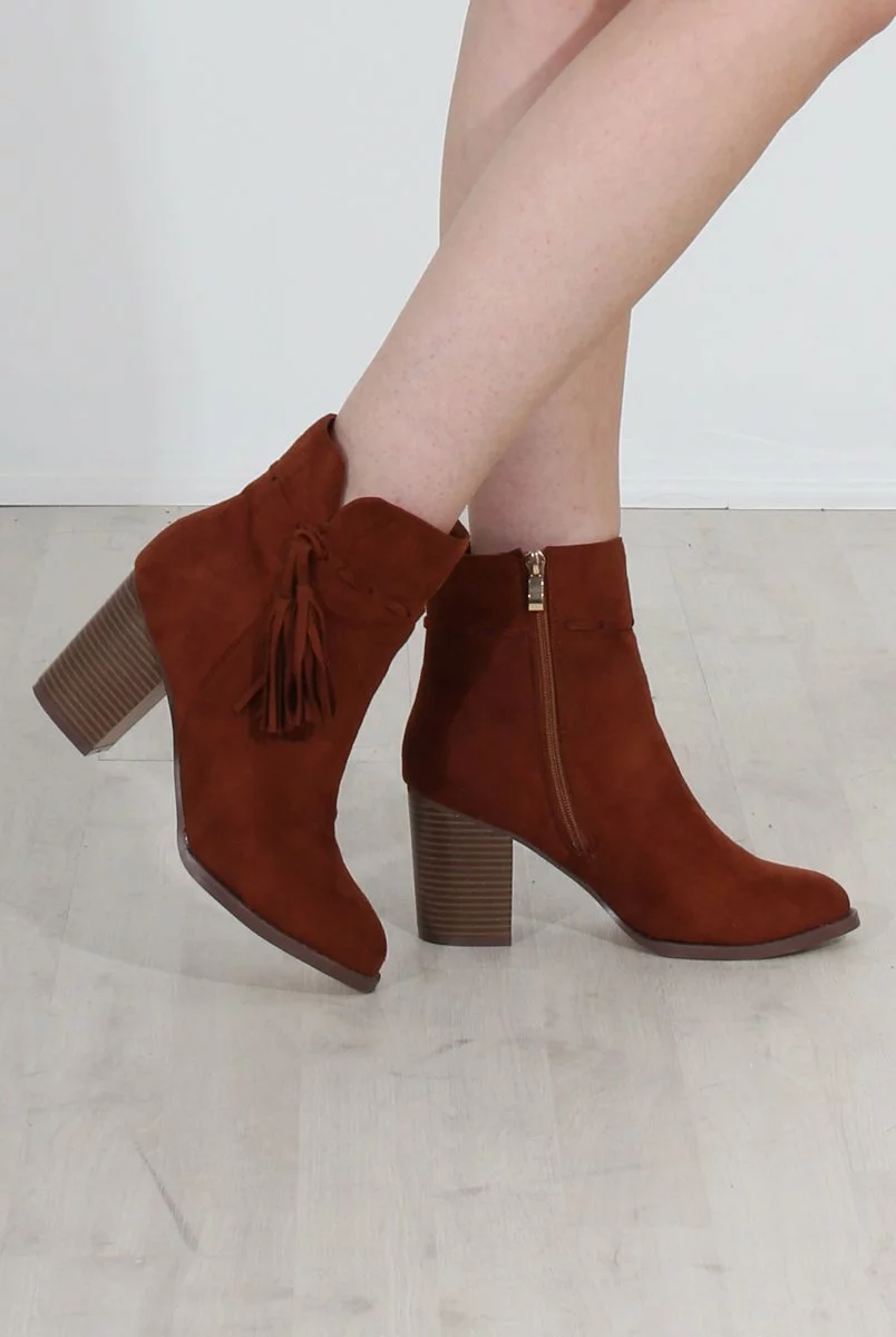 Valentino Tan Tassel Ankle Boots - Image 3
