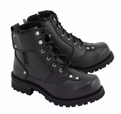 M Boss Motorcycle Apparel BOS49007 Men's 7 Inch Black Outlaw Leather Motorcycle Boots