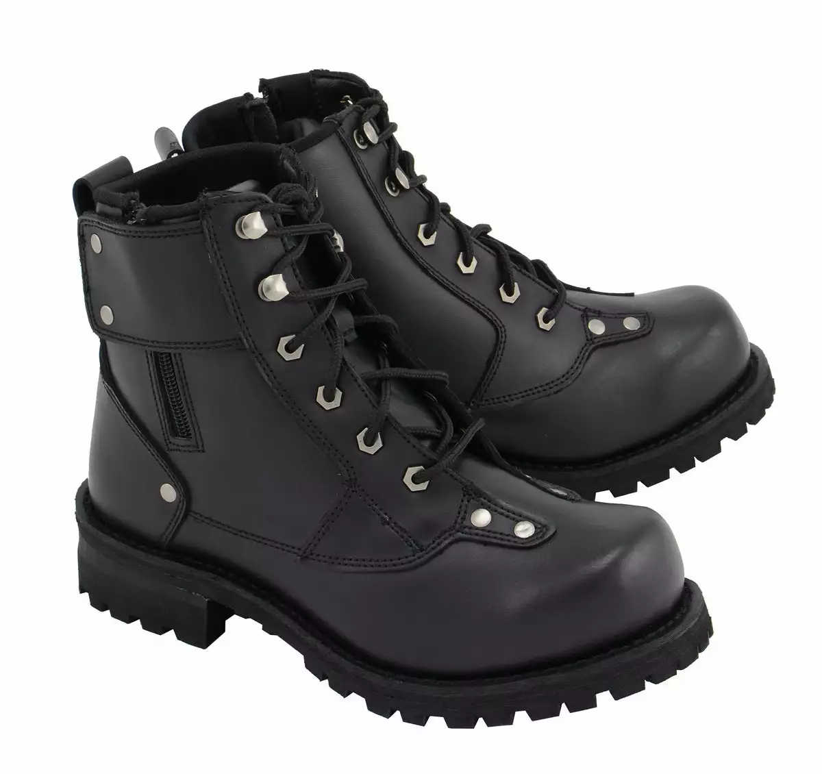 M Boss Motorcycle Apparel BOS49007 Men's 7 Inch Black Outlaw Leather Motorcycle Boots