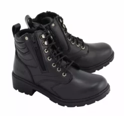 M Boss Motorcycle Apparel BOS49300 Ladies 7 Inch Black Rally Style Leather Motorcycle Boots