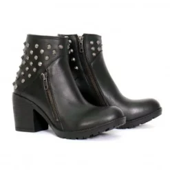Hot Leathers BTL1003 Ladies 5-inch Black Studded Ankle Leather Boots With Side Zippers