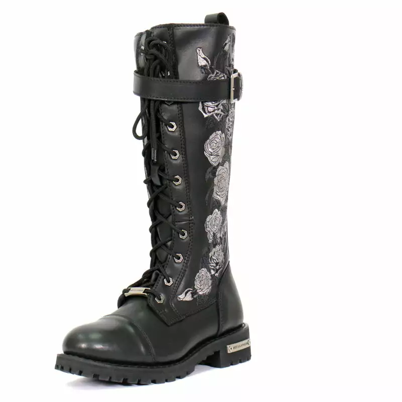 Hot Leathers BTL1007 Ladies Black Knee High Wild Roses Leather Boots - Image 6