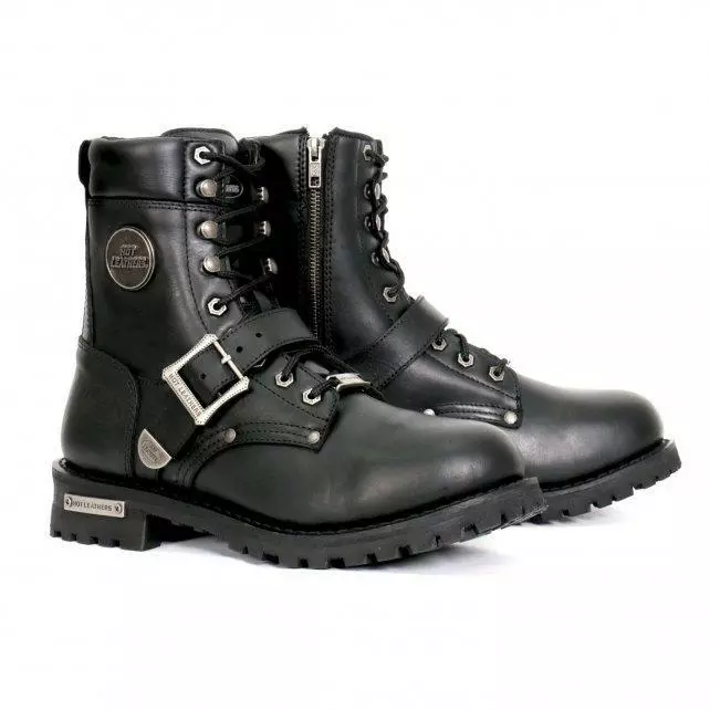 Hot Leathers BTM1006 Men's Black 8-inch Logger Leather Boots With Adjustable Buckle - Image 12